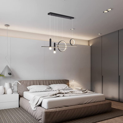 Aylana Modern Linear LED Pendant Light,Dimmable Chandelier with Spotlight for Bedroom Dining Room