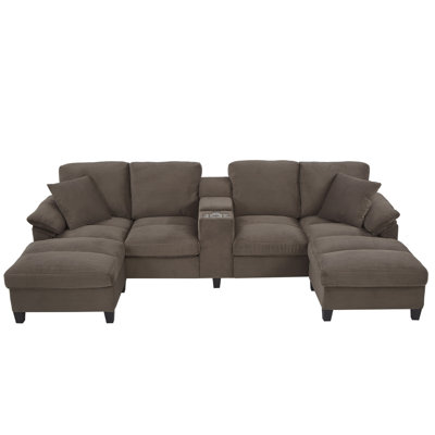 Canapé modulaire rembourré en velours côtelé de 116,9 po Modern Ushaped