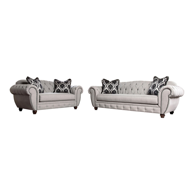 Ensemble de salon 2 pièces Knfield Chesterfield, Gris