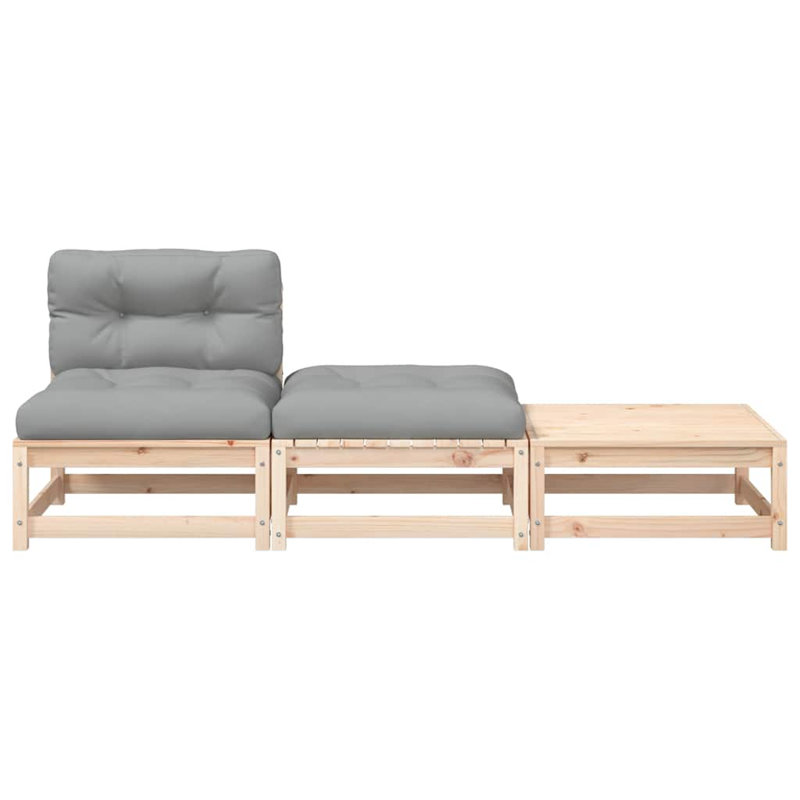 Pettus 27.6" Wide Pine Square Patio Sectional Set with Cushions