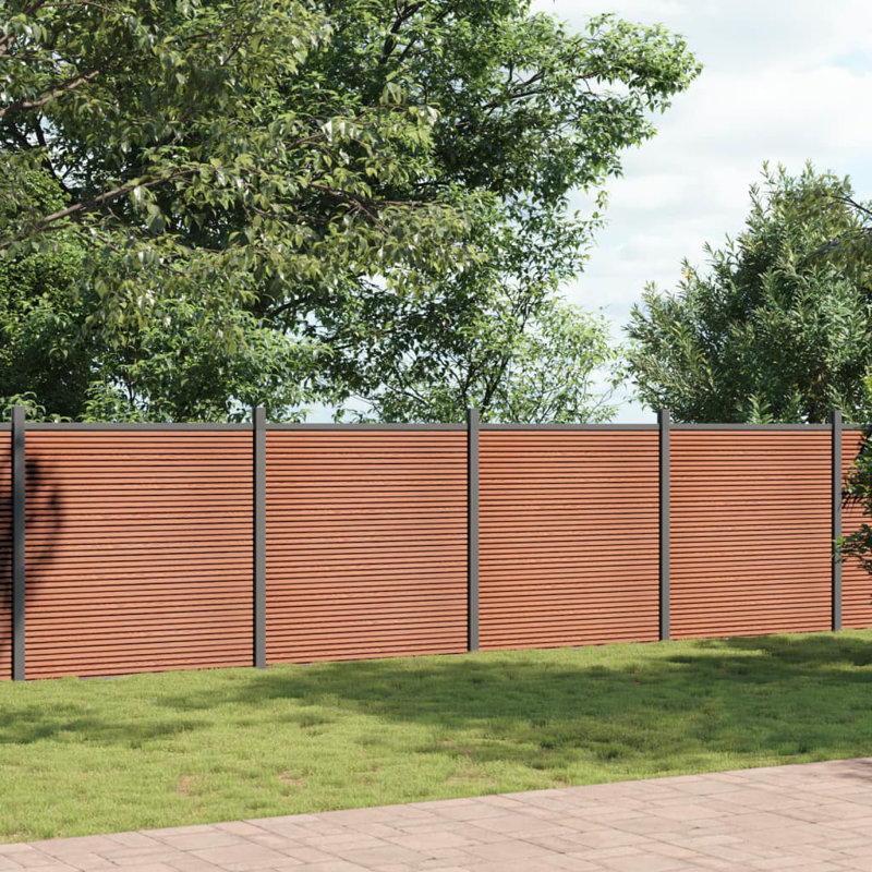 Fence Panel Set WPC, 186cm H x 1218cm W, Brown