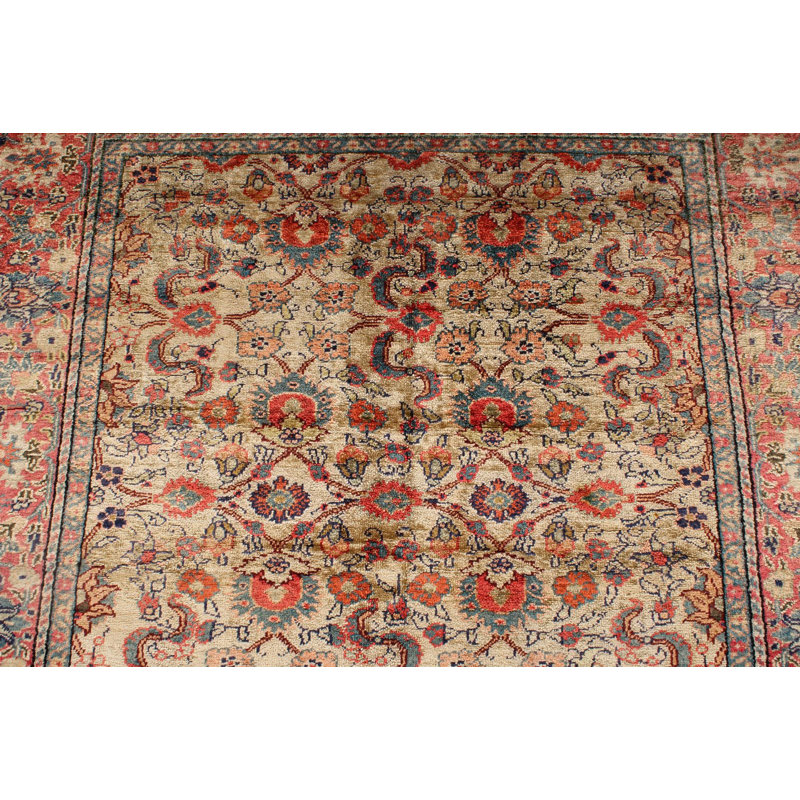 Tapis turc traditionnel ivoire et rose 4x6