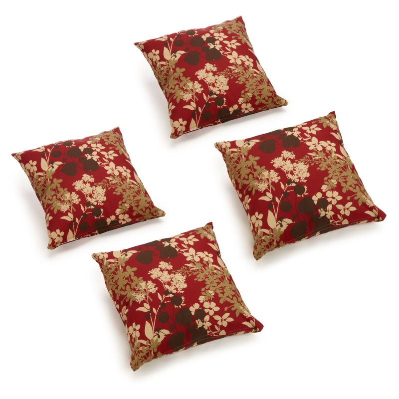 Montfleuri Sangria Red and Beige Polyester Square Outdoor Throw Pillows Set