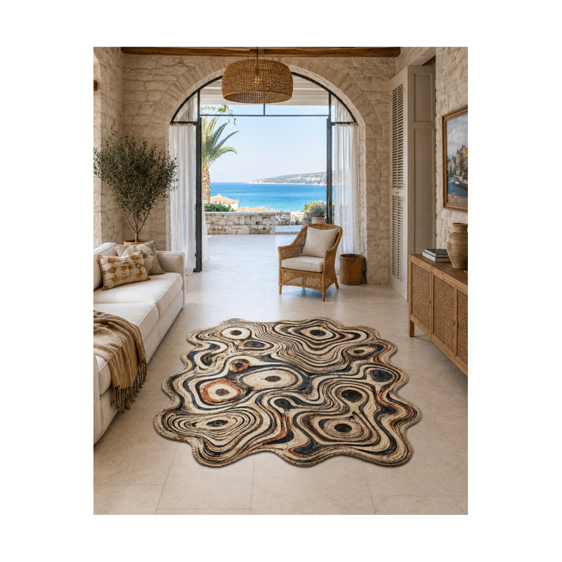 Tapis tissé à motif nautique vert Mosso, 2 pi 6 po x 4 pi 11 po
