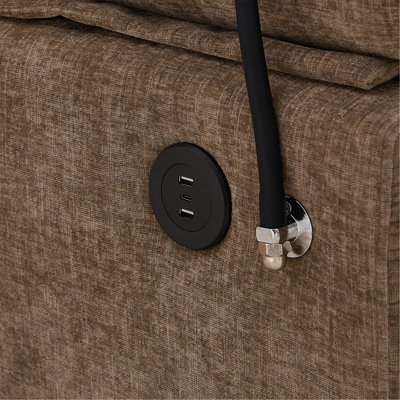 Leisure Sofa chair,Double Sofa recliner,with manually adjustable backrest,soft padded armrests,side USB charging port and phone stand,comes with a matching storage ottoman-Brown