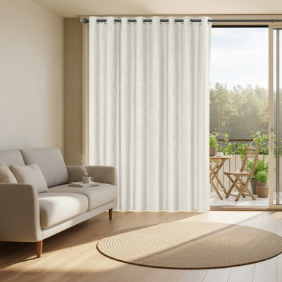 Linen Look 100% Blackout Patio Curtain, Anti-Rust Grommet Extra Wide Sliding Door Panel 100x84