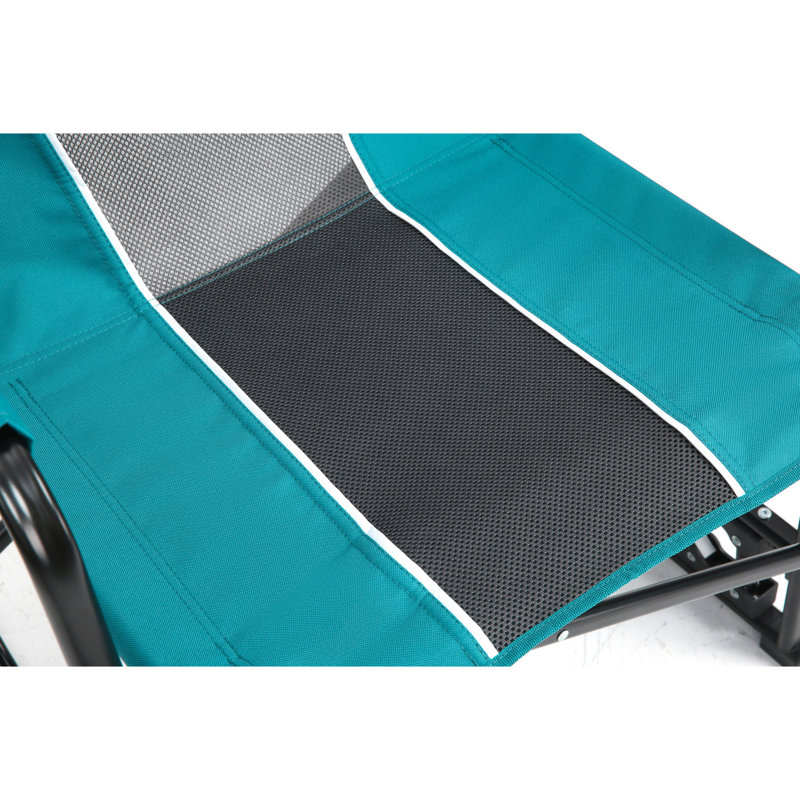 Outdoor Freestyle Rocker Chair For Camping - Portable Folding With Secure , Drink Holder & Pleasant In Blue Rocking Firm Comfortable Back,
