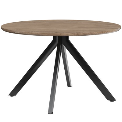 Solid Wood Round Dining Kitchen Table For 4-6 People With Intersecting Pedestal Base