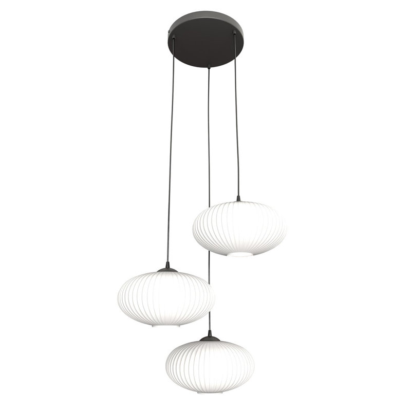 Samyiah 3 - Light Matte Black Pendant, Matte Black/Opal