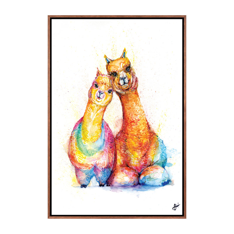 Décoration murale Packa 'Alpaca Kids, H 26 po x l 18 po x 1,5 po, Toile classique avec cadre brun