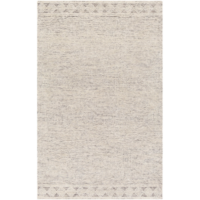 Tapis taupe / crème en laine touffeté à la main Eilish Southwestern, Rectangle 2 pi x 3 pi