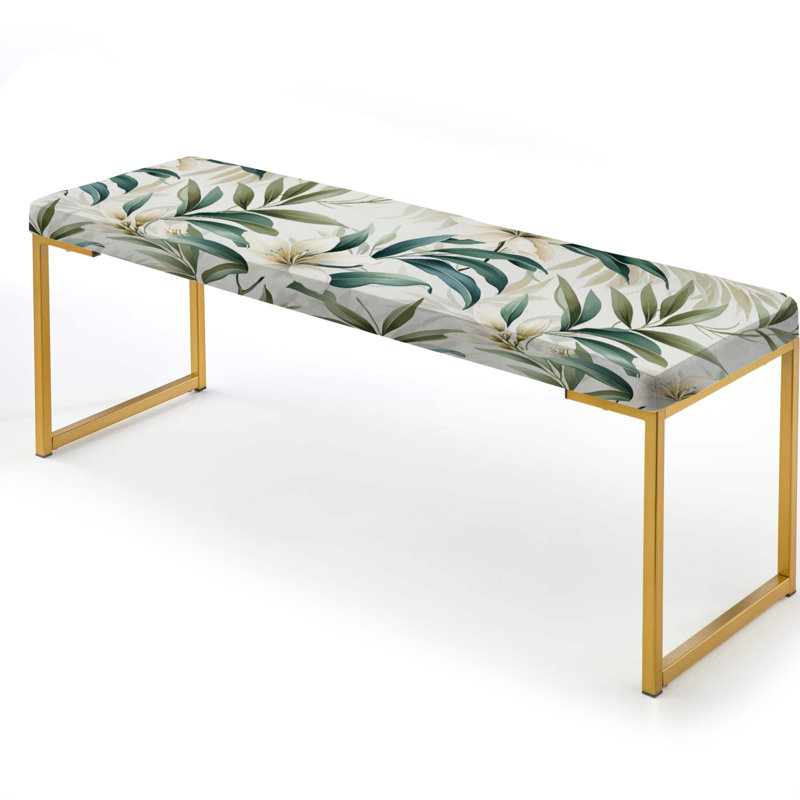 Banc rembourré or, Serene Botanic Tropical Pattern IV