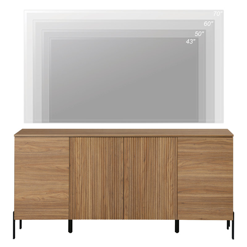 Armoire d'appoint moderne avec crédence en roseau Laverda, Noyer