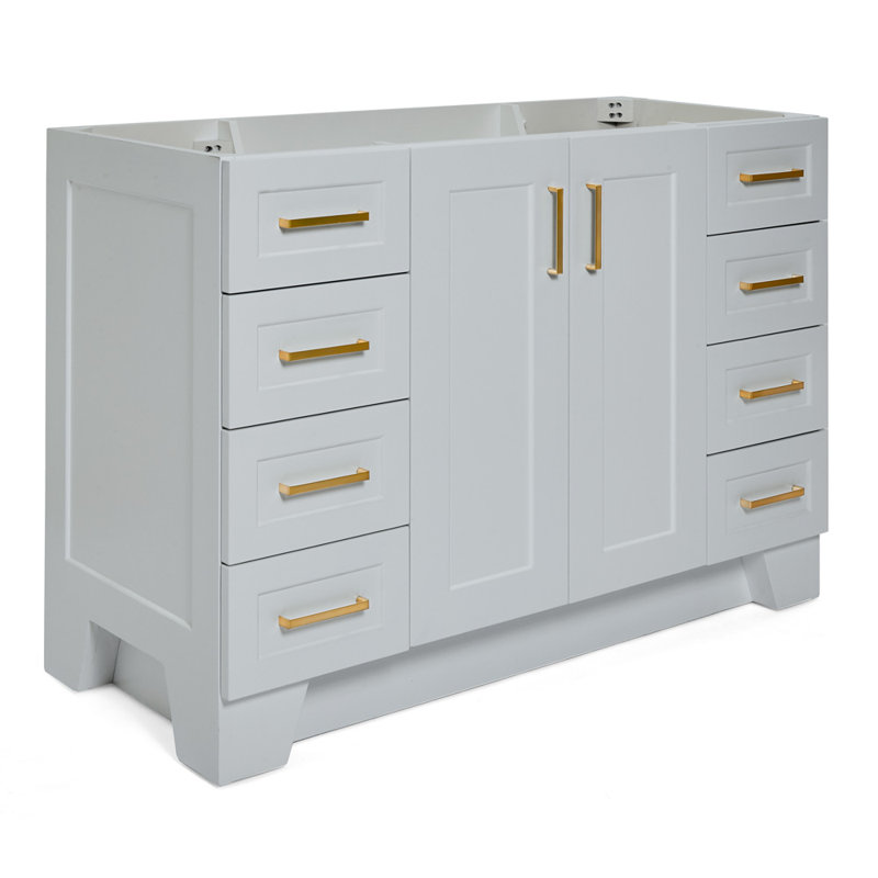 Freitas 48'' Solid Wood Single Bathroom Vanity, Oval, White Quartz, Vintage Green
