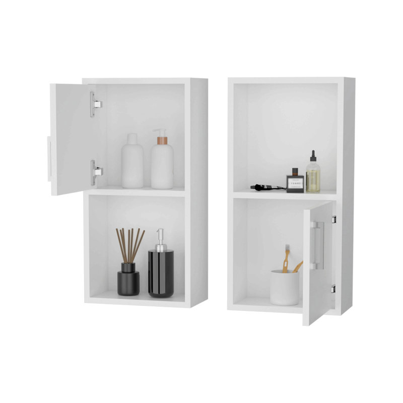 2 armoires à pharmacie avec tablette ouverte, Blanc