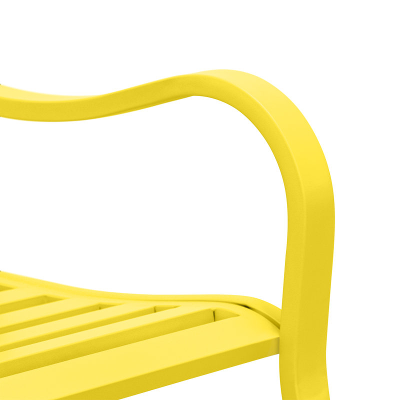 49in Outdoor Metal Garden Bench Steel Slat Patio Loveseat Park Bench, Yellow