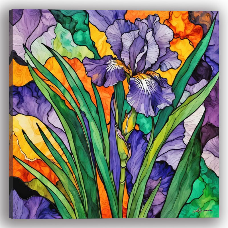Art mural sur toile effet vitrail Vibrant, H 30 po x l 30 po x P 1,5 po