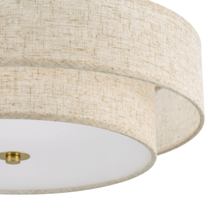 Lustre semi-encastré en tissu 4 lumières Maskell, Doré