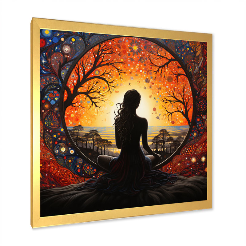 Orange, yoga noir en harmonie III, H 30 po x l 30 po x P 1 po, Or