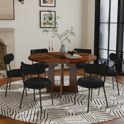 Ensemble de salle à manger à piédestal 47 ", table de salle à manger ronde et chaise Teddy