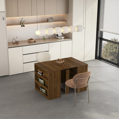 Table de salle à manger extensible pliable pour 1 à 10 personnes, console multifonctionnelle en bois extensible
