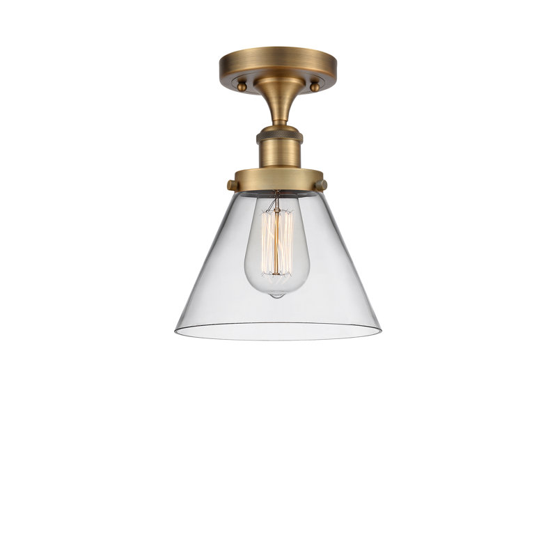 Plafonnier semi-encastré 1 lumière Ballston Urban Cone, Laiton brossé, H 13 po x l 8 po x P 8 po, Clair