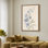 Art mural encadré sur toile - Branche florale bleue élégante sur fond neutre - 16 po x 24 po, 24 po x 36 po
