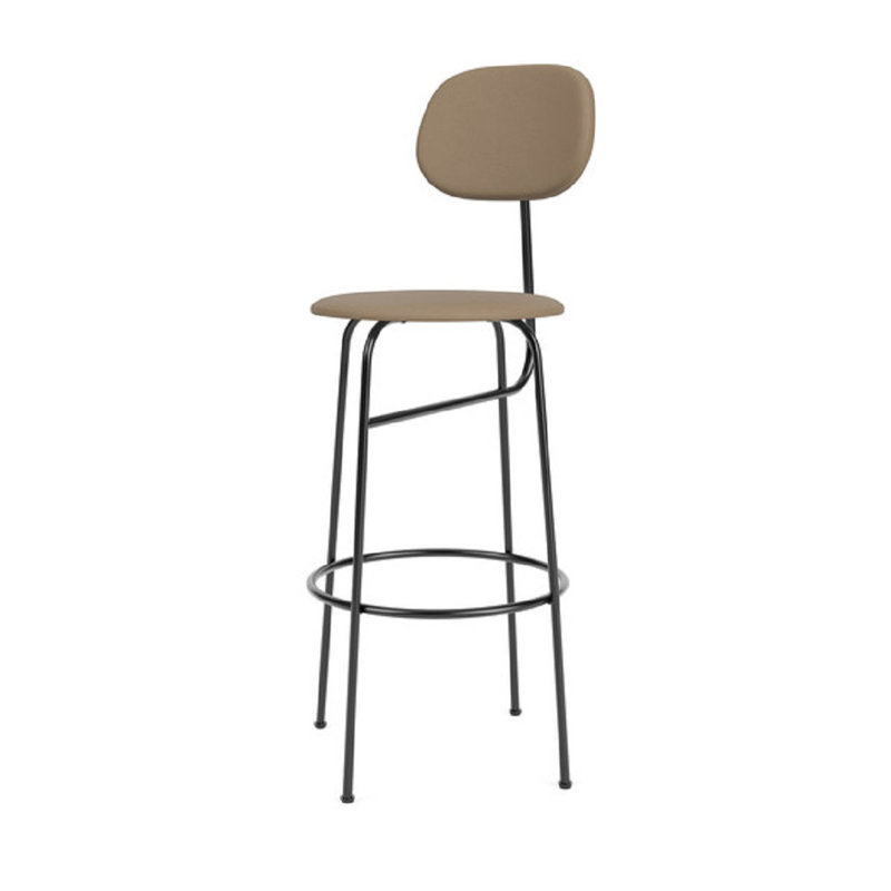 Afteroom Upholstered Stool with Metal Frame, Counter Stool (25" Seat Height), Brown Leather