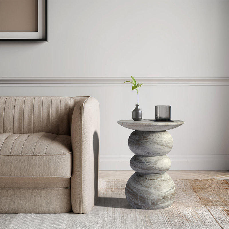 Stephanos Side Table, Faux Grey Marble