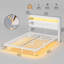 Floating Bed Frame 135×190CM /150×200CM with LED Lights & Charging Station, Metal Platform Bed frame with Upholstered Headboard, Easy Assembly,Noise Free,No Box Spring Needed,Linen-1622726236-1622726234