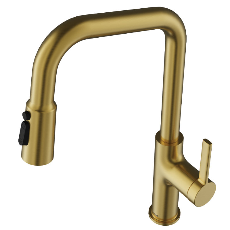 Karran Stalbridge Single Handle Pull-Down Sprayer Kitchen Faucet in Spot-Free, Brushed Gold