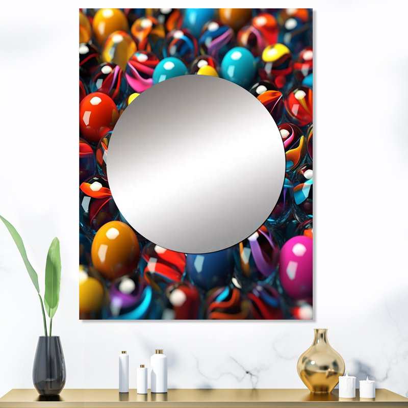 Oaklynd Mystical Marbles V - formes abstraites, miroir mural moderne, art imprimé en métal, 40 po x 30 po