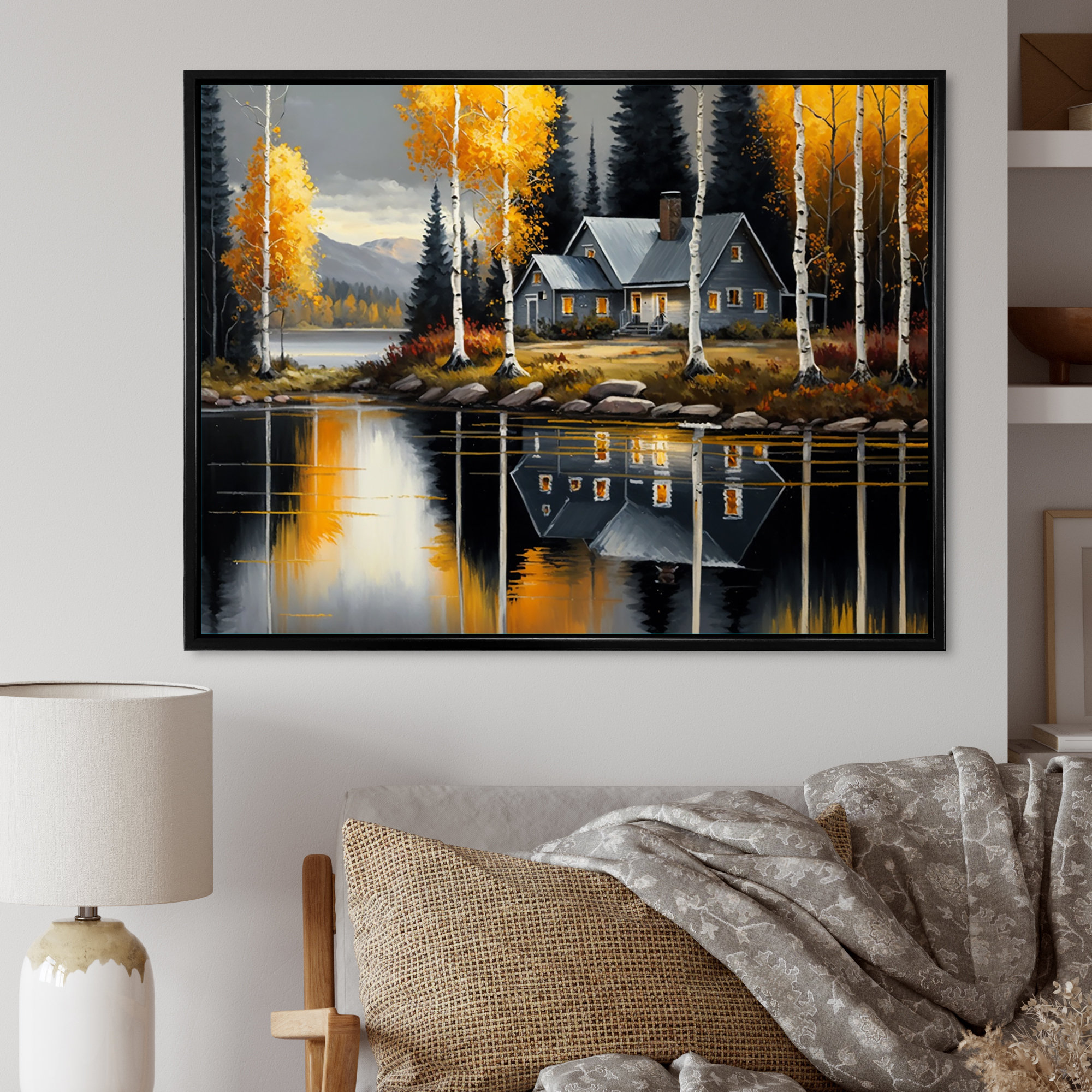 Millwood Pines Paint By Number Style Mountain Cabin & Lake (Not A