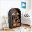 Bibliothèque, grande bibliothèque à 4 tablettes, bibliothèque arquée en bois à plancher ouvert, grand rangement pour bibliothèque, chambre à coucher et salon
