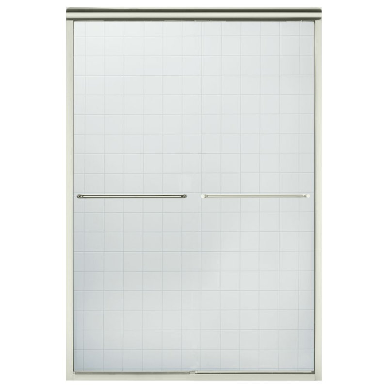 Finesse 45.38" x 65.5" Bypass Sliding Frameless Shower Door, Nickel