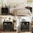 Fluted Nightstand Set of 2 with Charging Station, 23.3'' W End Table with 2 Storage Drawers and Metal Legs, Modern Wood Bedside Table for Bedroom-1131877822