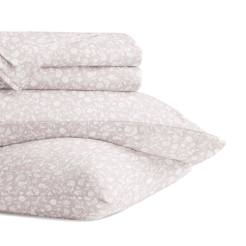 Ensemble de draps 100% satin de coton, Mauve, Ensemble de draps pour lit double avec 2 taies d'o
