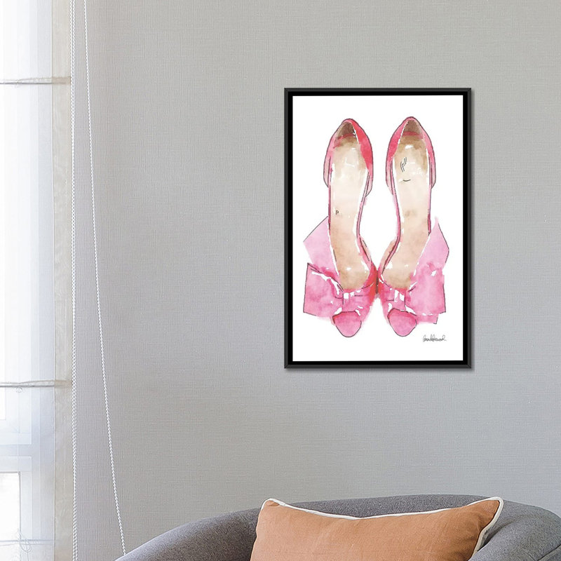 « light rose courbé chaussures », reproduction sur toile, H 26 po x l 18 po x P 1,5 po, Toile avec cadre noir, Pas de tapis