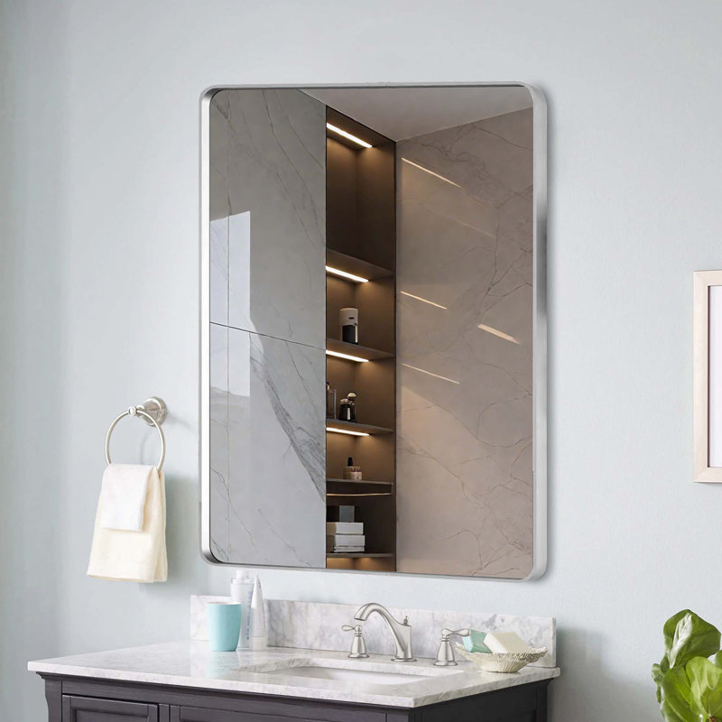Miroir de salle de bain, Argent argent, Verticale, 30 po x 22 po