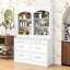 Ensemble de 2 grands garde-manger autoportants avec tablette réglable, plateau en faux marbre et tiroirs-509686605-509686594