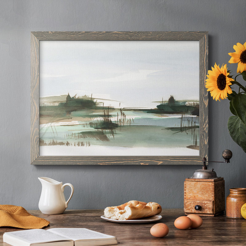 Marsh Reeds III - reproduction d'art sur toile simple, Encadré gris, H 14 po x l 20 po x P 1,5 po