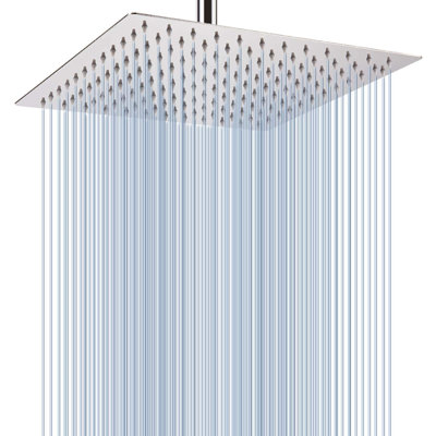 12 Inch High Pressure Square Rain Shower Head - Stainless Steel Large Rainfall Ceiling/Wall Mount