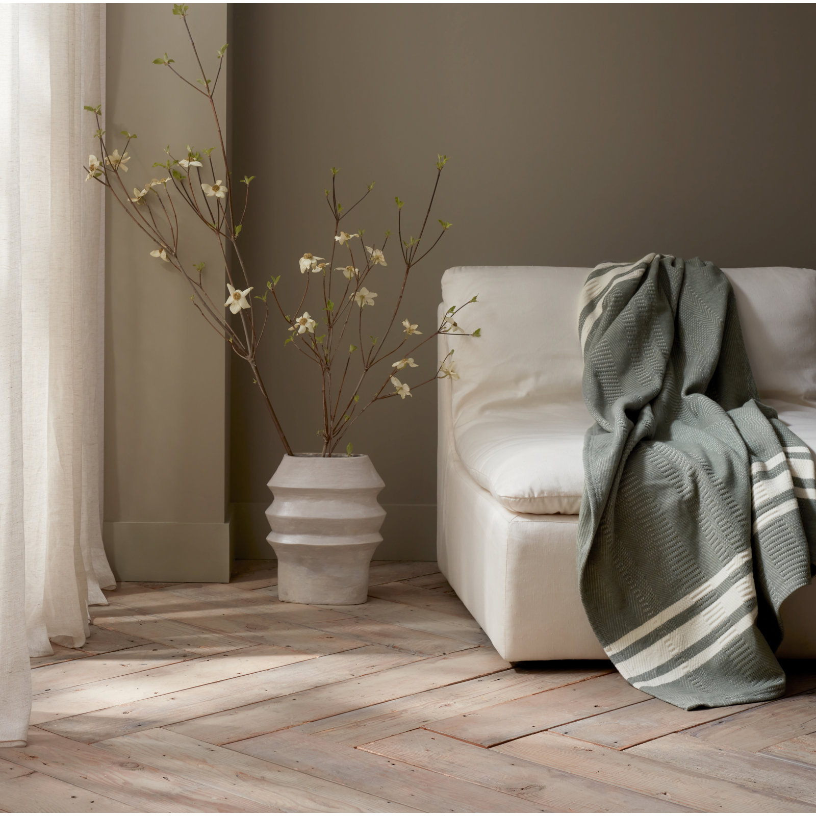 Cirrus Cotton Hand Woven Throw Blanket, Cypress