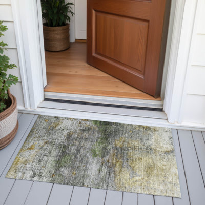 Tapis olive intérieur / extérieur lavable à la machine Xhevrie