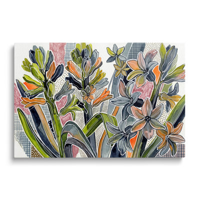 Multicolor Canvas Agapanthus Abstract Oil Painting, Modern Contemporary Wall Art for Living Room Bedroom and Home Office