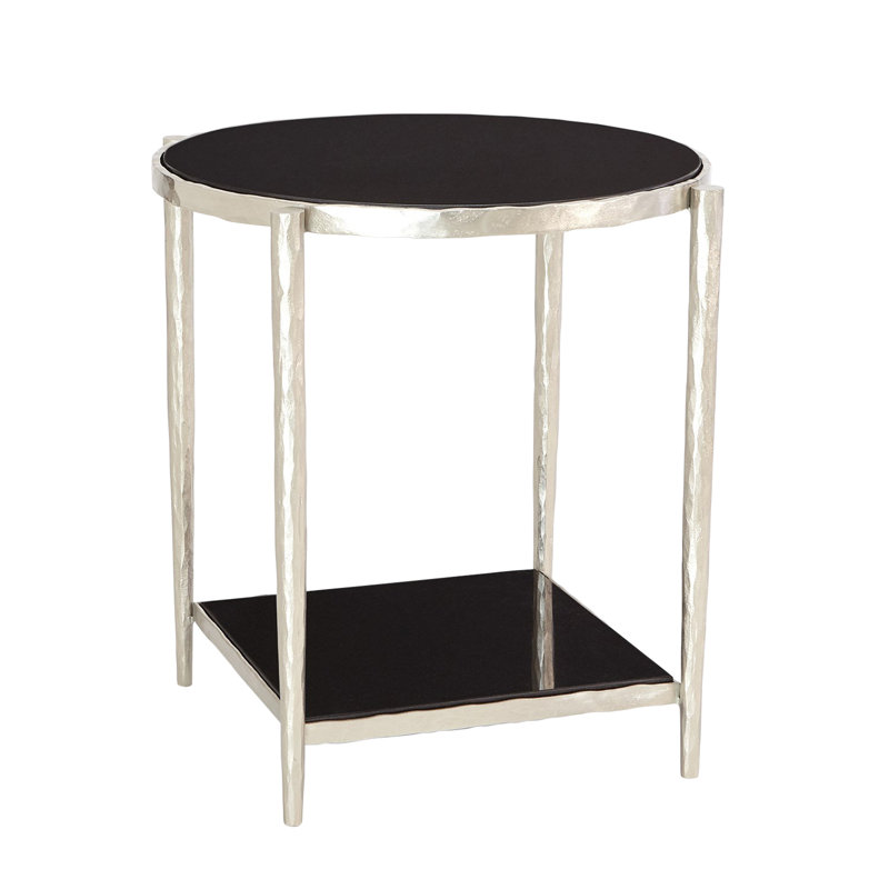 Circle/Square Side Table-Nickel w/ Black Granite