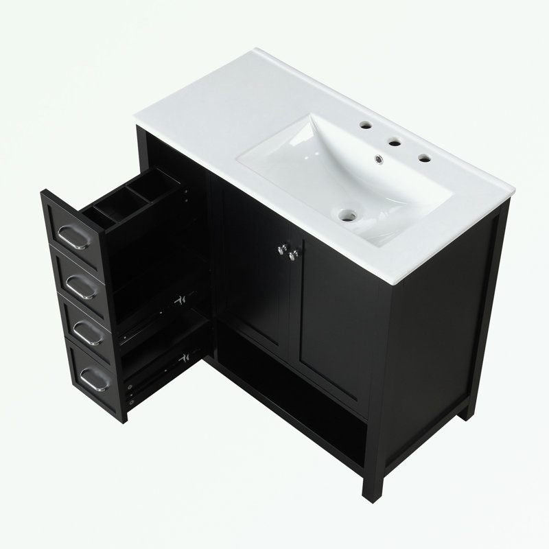 Rangement pour salle de bain Catenia, Argent argent, Black