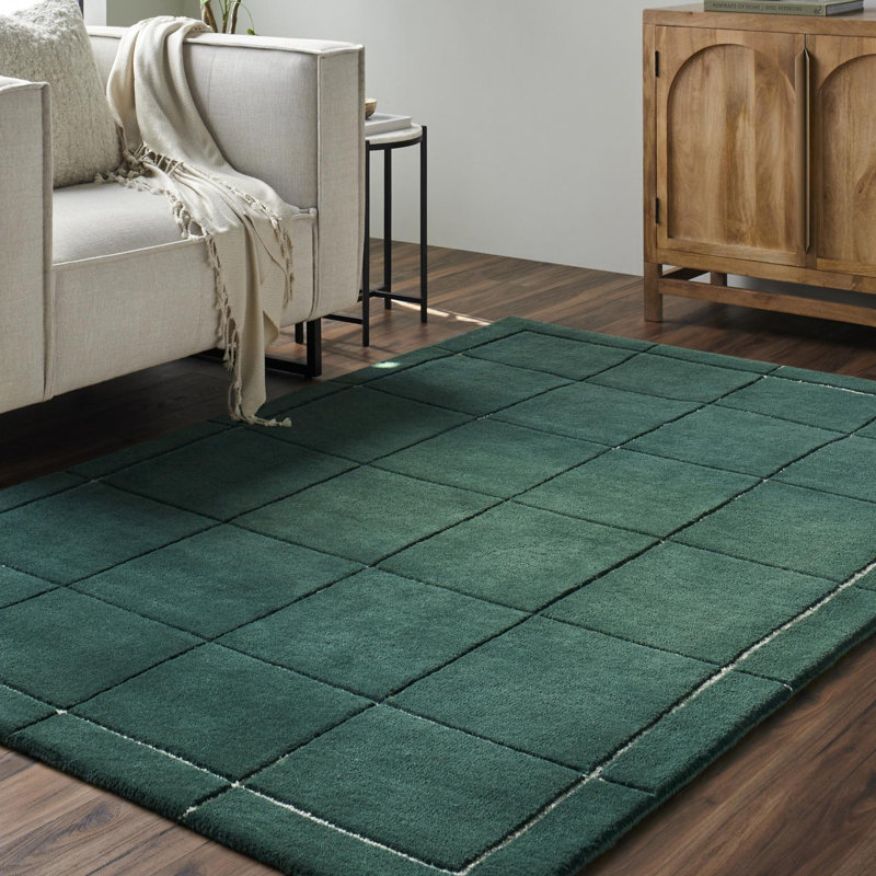 Mallory Green Hand Tufted Area Rug, Rectangle 5' x 8'