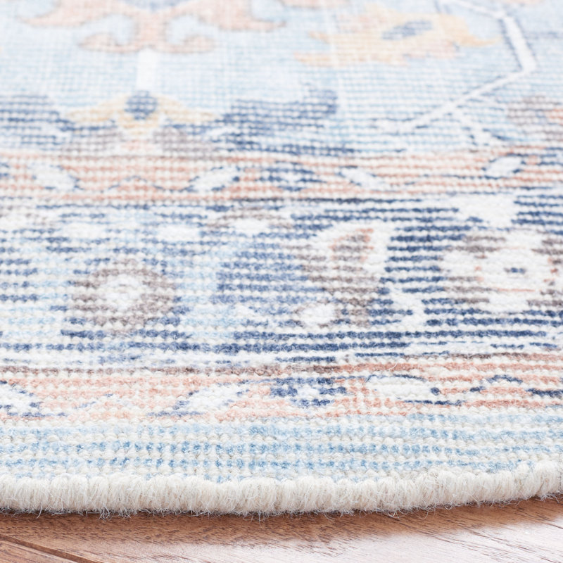 Anguilla Oriental Hand Loom Ivory/Light Blue Area Rug, Rectangle 8' x 10'