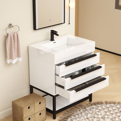 Jessica 29.5'' Single Bathroom Vanity with Stone Top